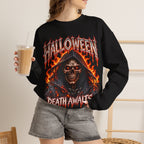 Death Awaits Grim Reaper Sweatshirt in Black — model view
