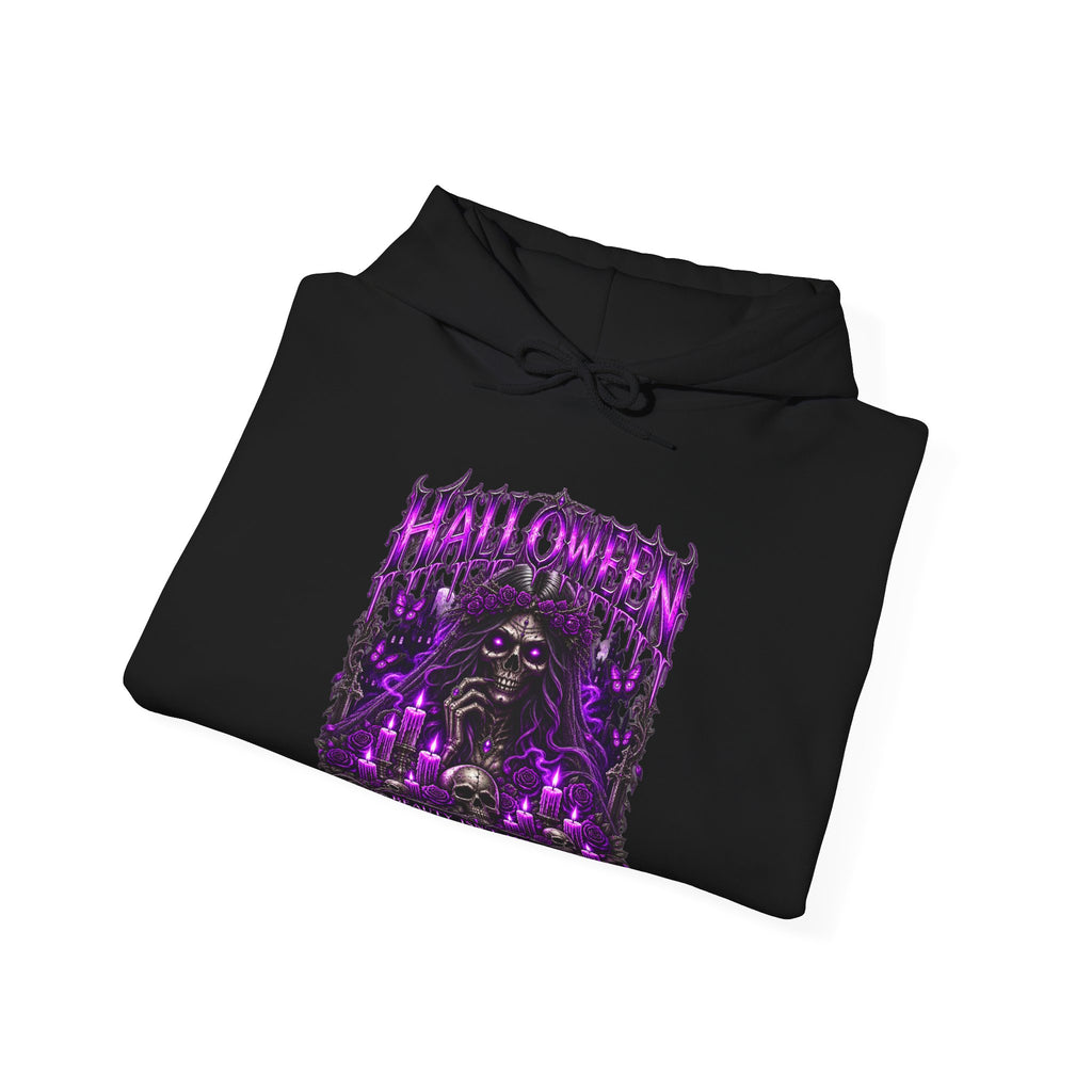Beautiful Deception Skeleton Hoodie in Black — folded view