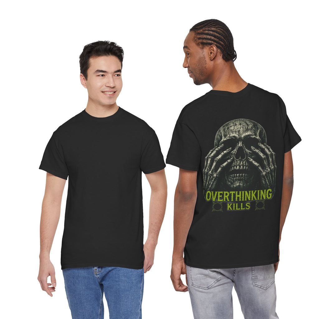 Overthinking Kills Skull T-Shirt in Black — model view