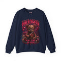Playtime Is Over Creepy Teddy Bear Sweatshirt in Navy — front view