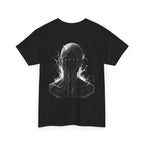 Silent Help Faceless Figure T-Shirt in Black — back view