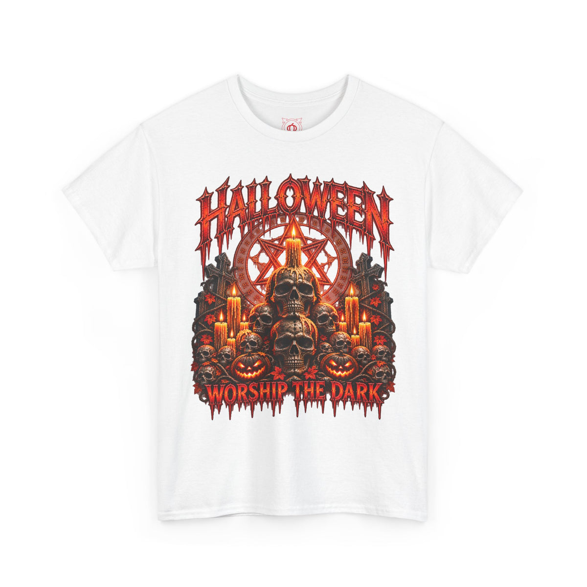 Worship the Dark Occult T-Shirt in White — front view
