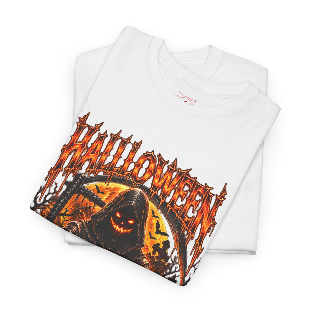 Time Is Running Out Grim Reaper T-Shirt in White — folded view