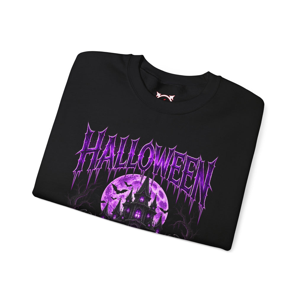 Enter If You Dare Haunted House Sweatshirt in Black — folded view