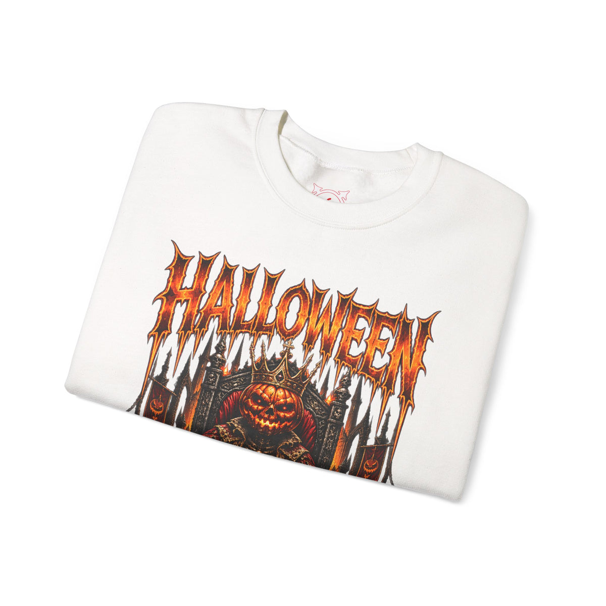 Pumpkin King Sweatshirt in White — folded view