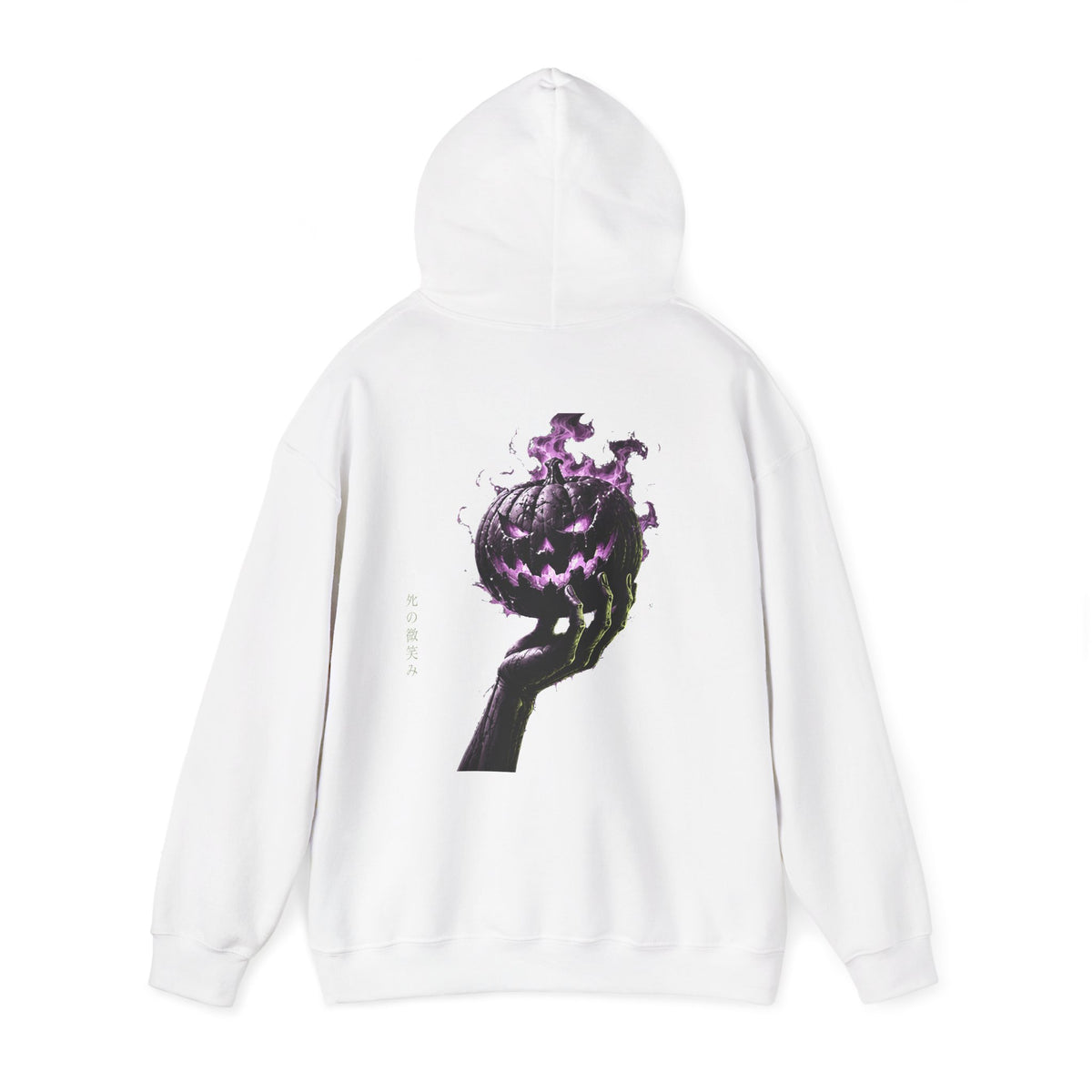 Death Smile Pumpkin Hoodie in White — back view
