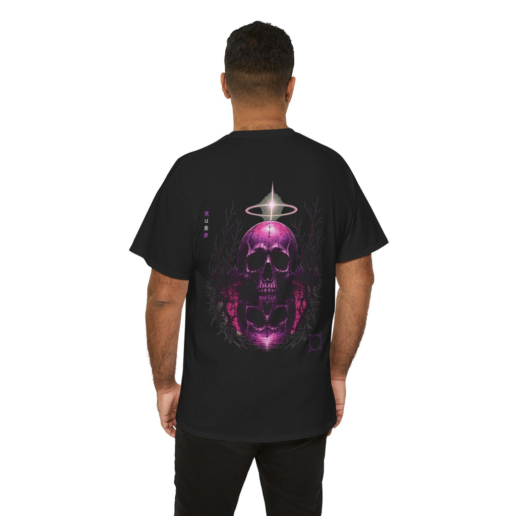 Death Is Salvation Skull T-Shirt in Black — model view