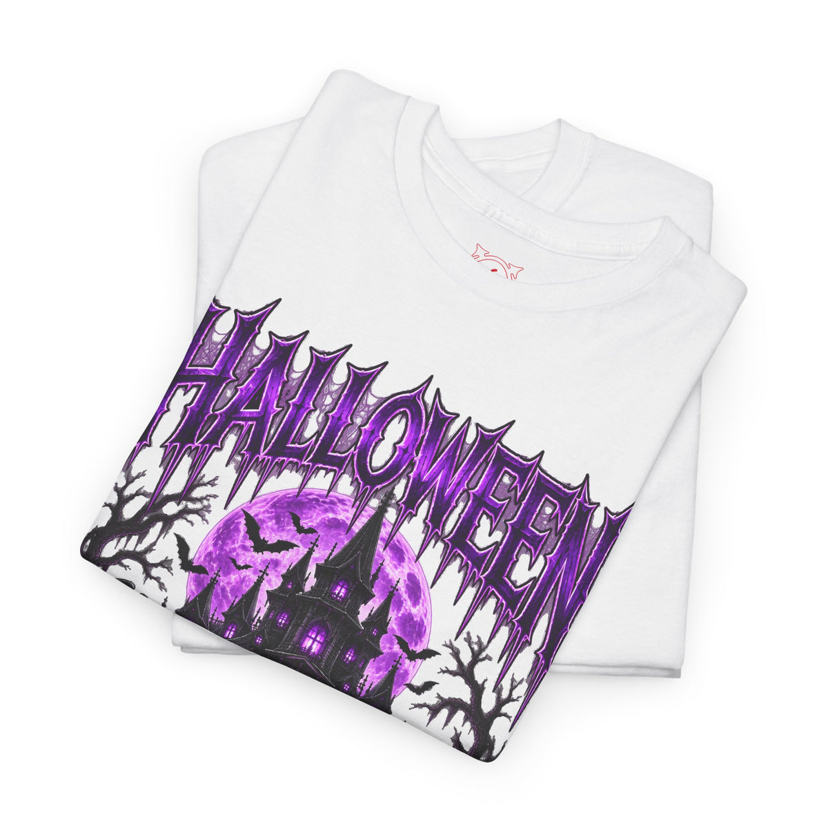 Enter If You Dare Haunted House T-Shirt in White — folded view