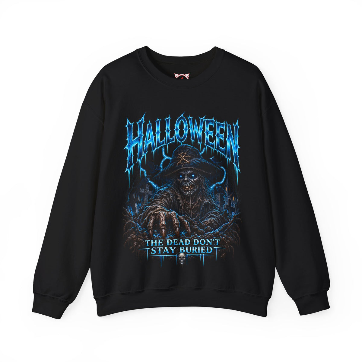 Never Buried Scarecrow Sweatshirt in Black — front view