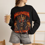 Crowned Terror Skeleton King Sweatshirt in Black — model view