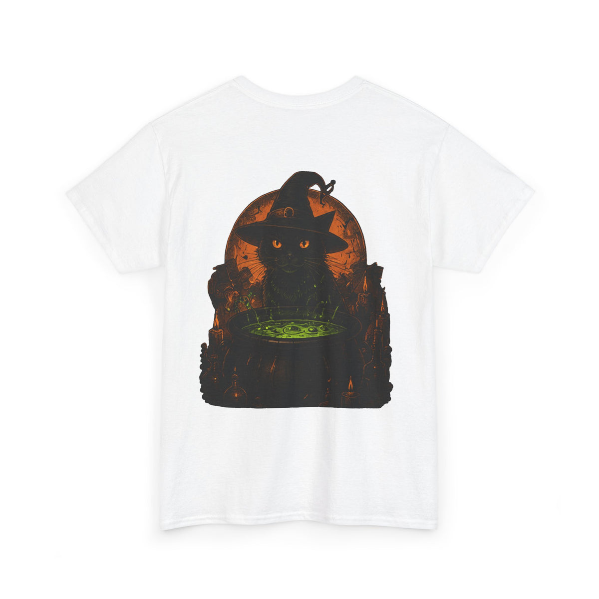 Cauldron Club Black Cat T-Shirt in White — back view