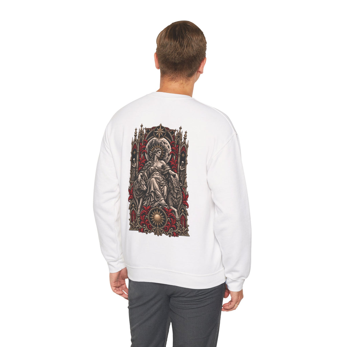 Moonveil Sweatshirt in White — back print on model