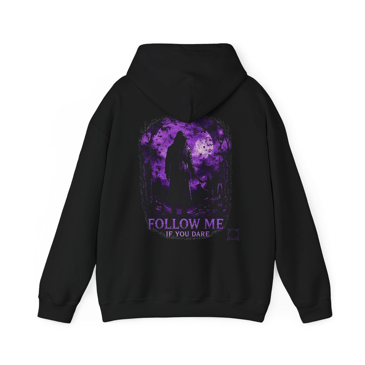 Follow Me Grim Reaper Hoodie in Black — back view