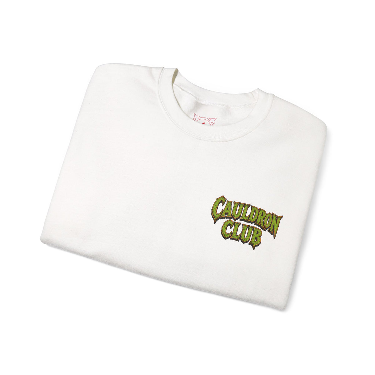 Cauldron Club Black Cat Sweatshirt in White — folded view