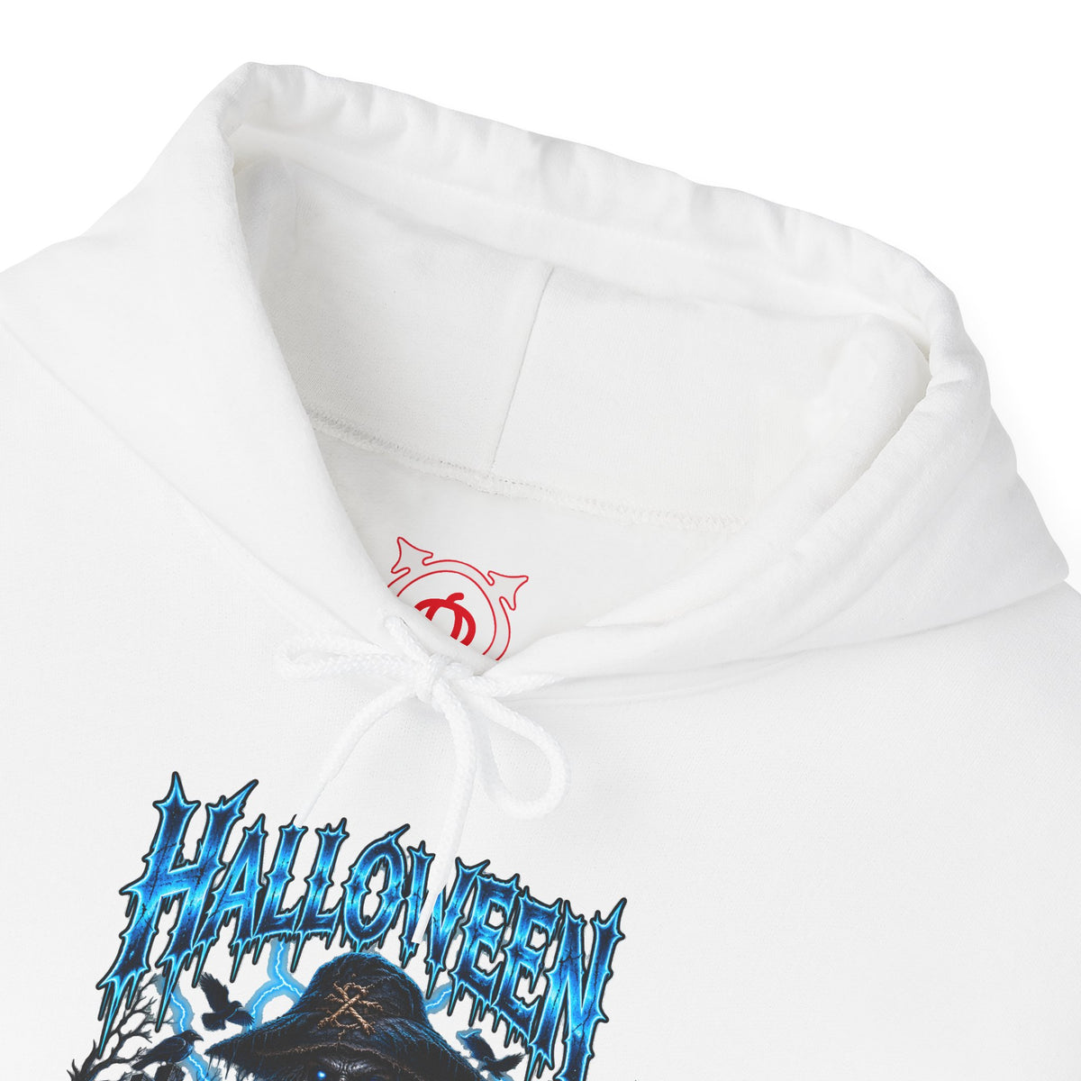 Never Buried Scarecrow Hoodie in White — front view