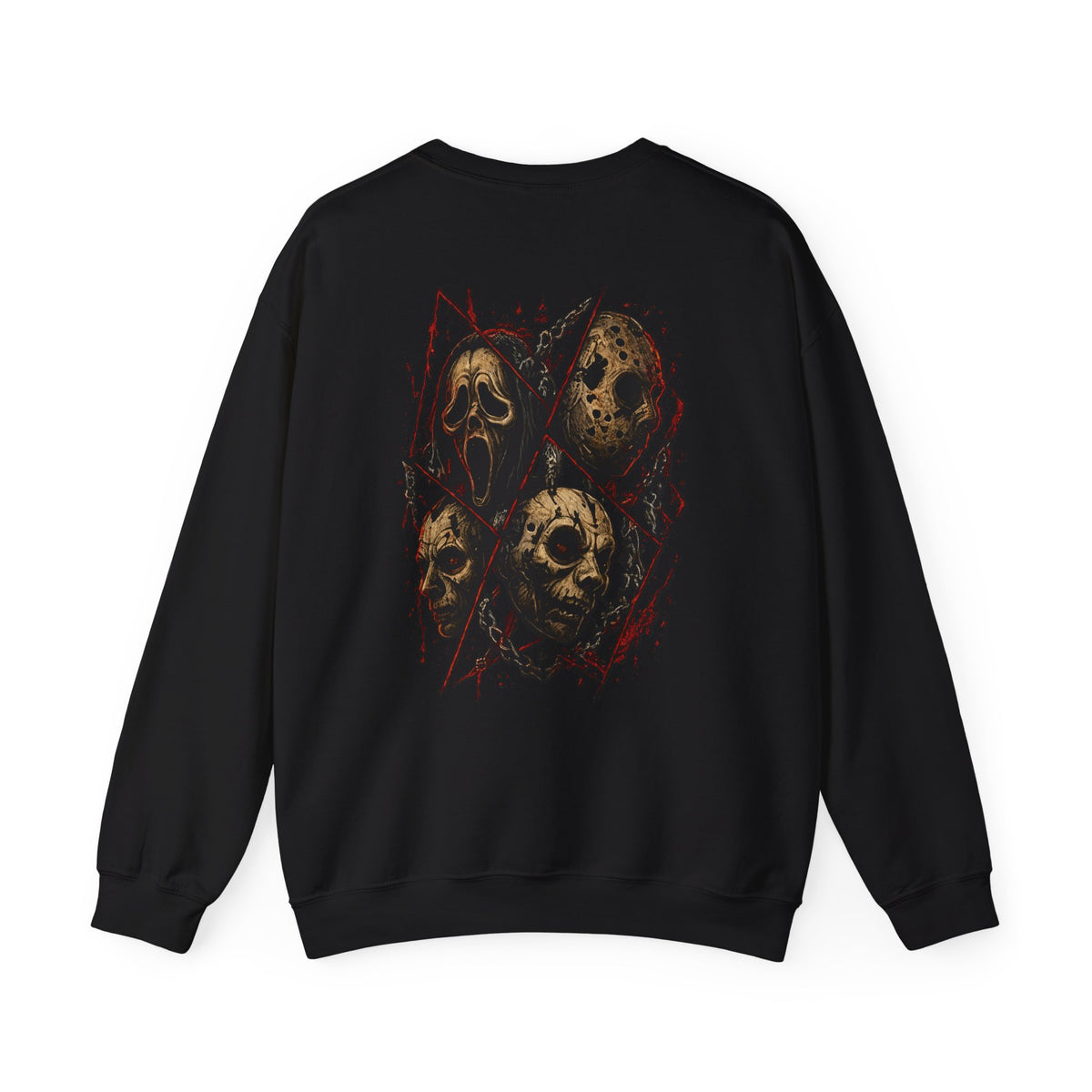 Final Cut Horror Mask Sweatshirt in Black — back view