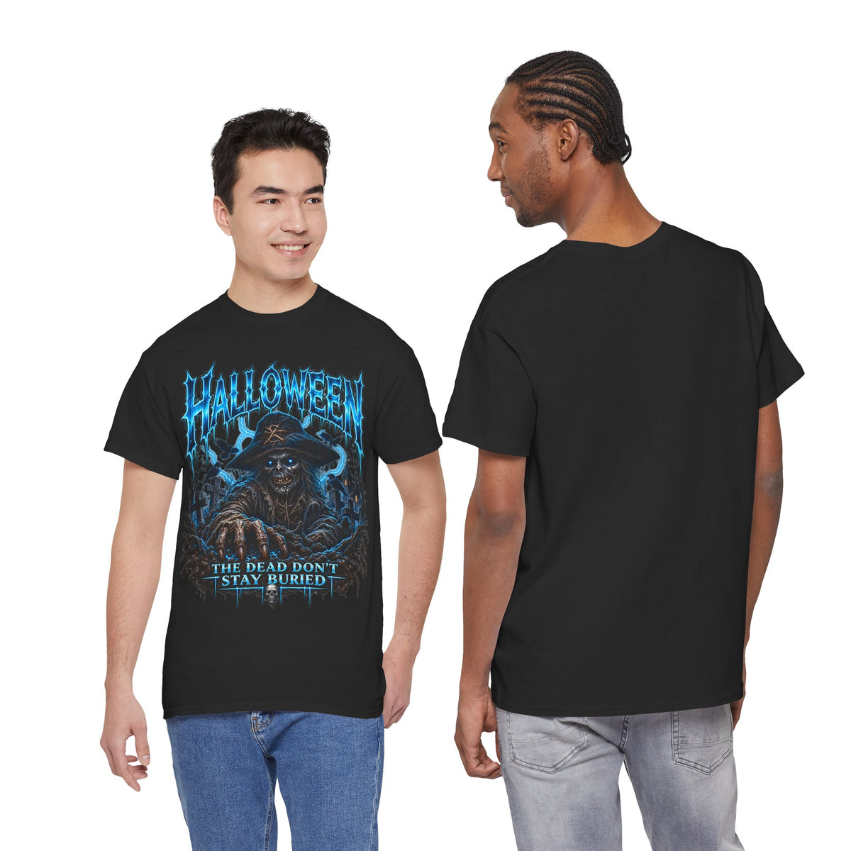 Never Buried Scarecrow T-Shirt in Black — model view