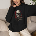 Skull Temple Hoodie in Black — model view