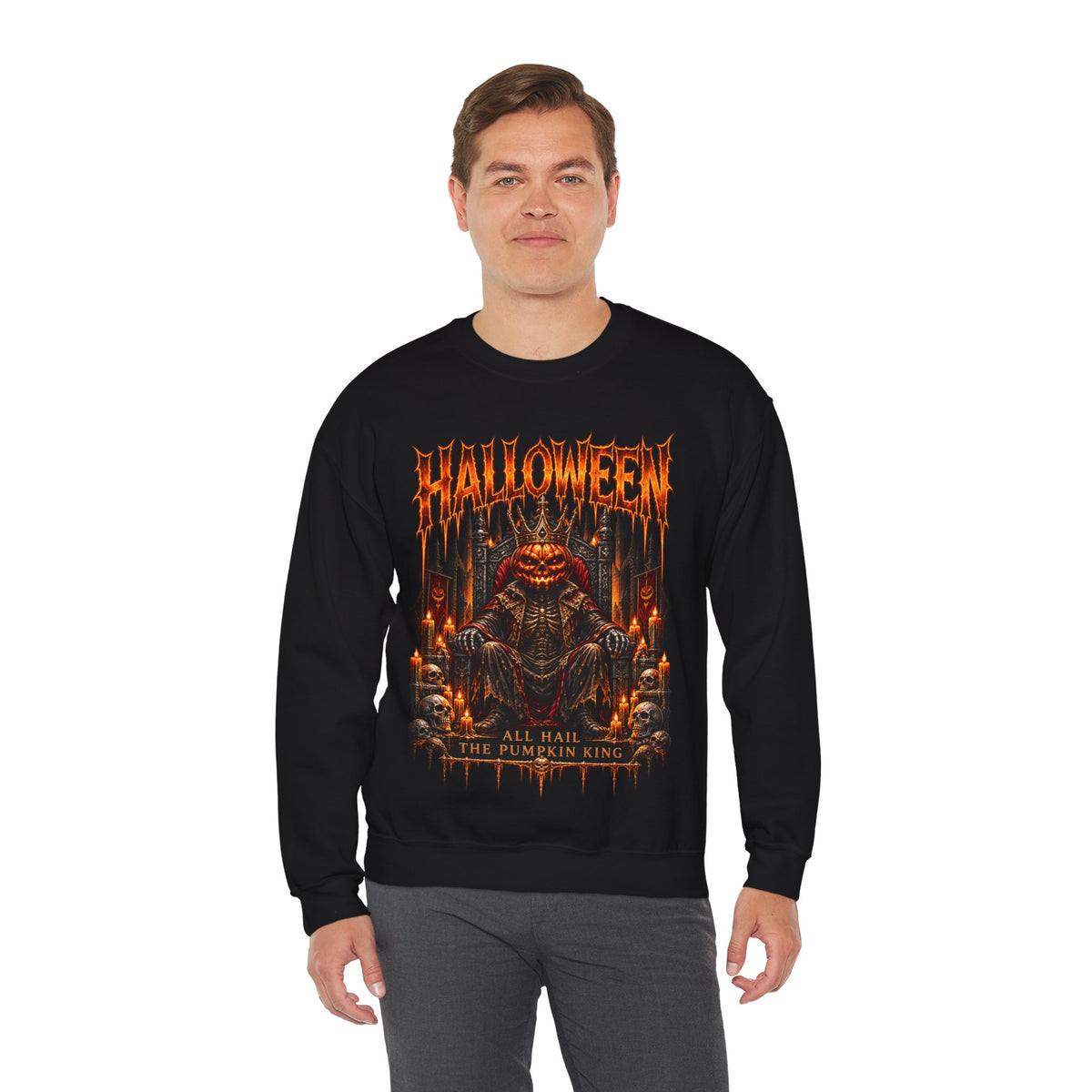 Pumpkin King Sweatshirt in Black — model view