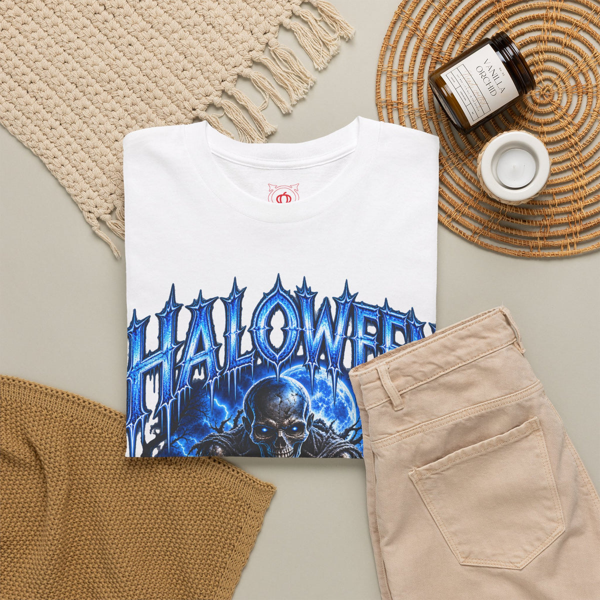 The Dead Walk Skeleton T-Shirt in White — folded view