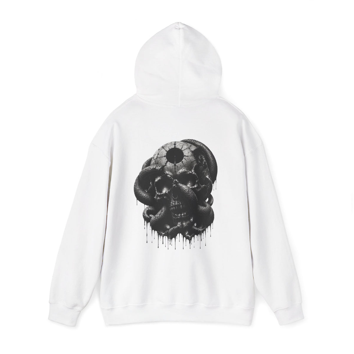 Eclipse Serpent Skull Hoodie in White — back view
