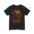 Burn the Fear Flaming Skull T-Shirt in Black — back view