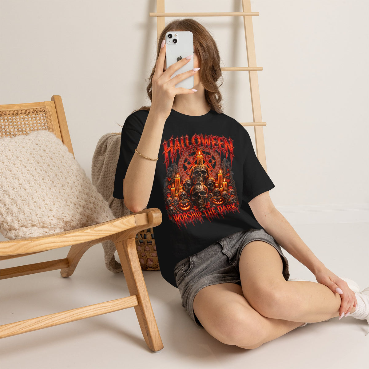 Worship the Dark Occult T-Shirt in Black — model view