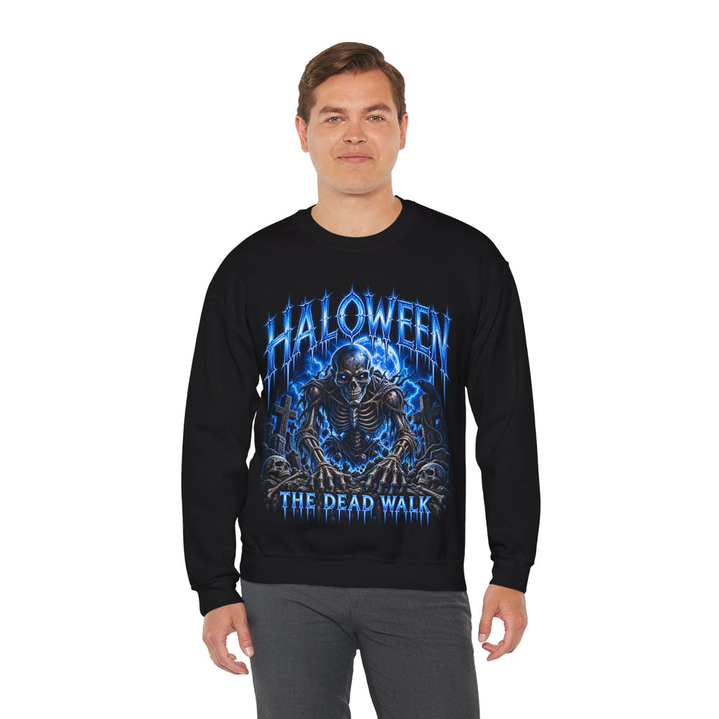 The Dead Walk Skeleton Sweatshirt in Black — model view