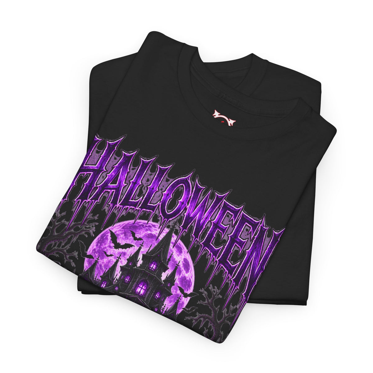 Enter If You Dare Haunted House T-Shirt in Black — folded view