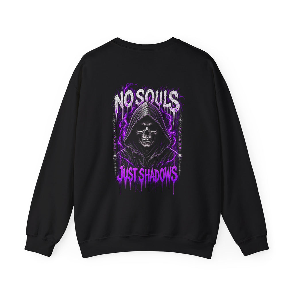 No Souls Just Shadows Grim Reaper Sweatshirt in Black — back view