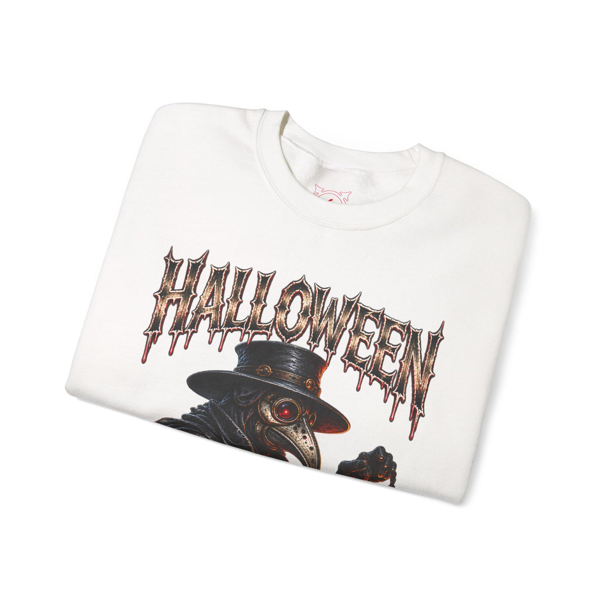 Last Lantern Plague Doctor Sweatshirt in White — folded view