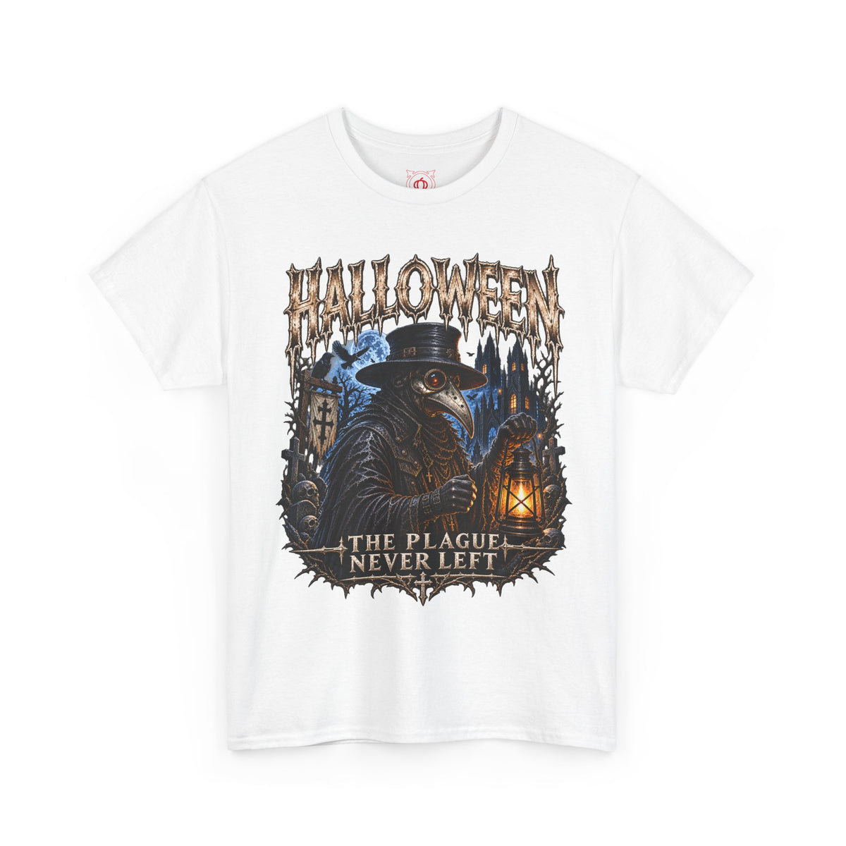 Plague Watch Plague Doctor T-Shirt in White — front view