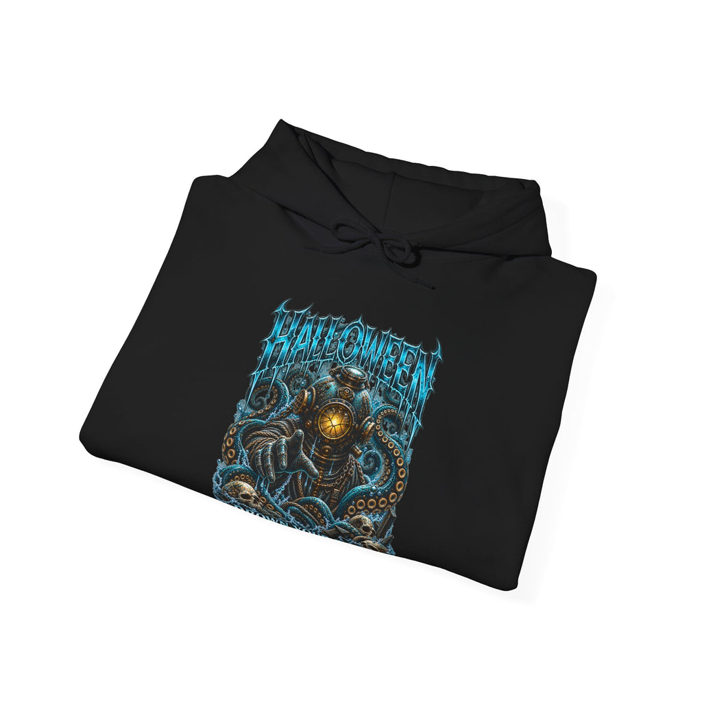 Drown Your Fears Deep Sea Hoodie in Black — folded view