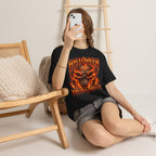Born from Darkness Flaming Skull T-Shirt in Black — model view