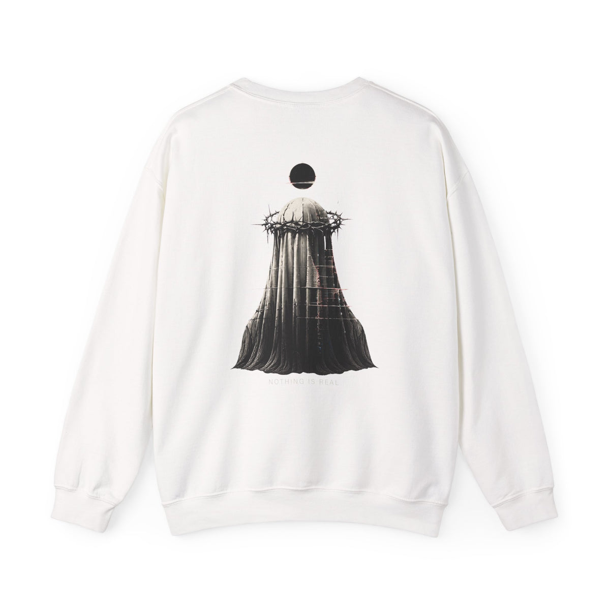 Nothing Is Real Ghost Sweatshirt in White — back view
