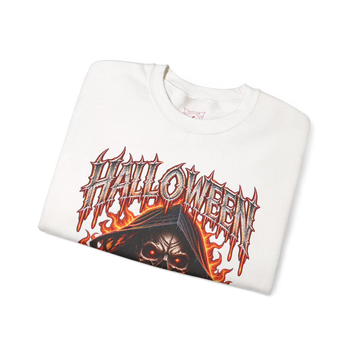 Death Awaits Grim Reaper Sweatshirt in White — folded view