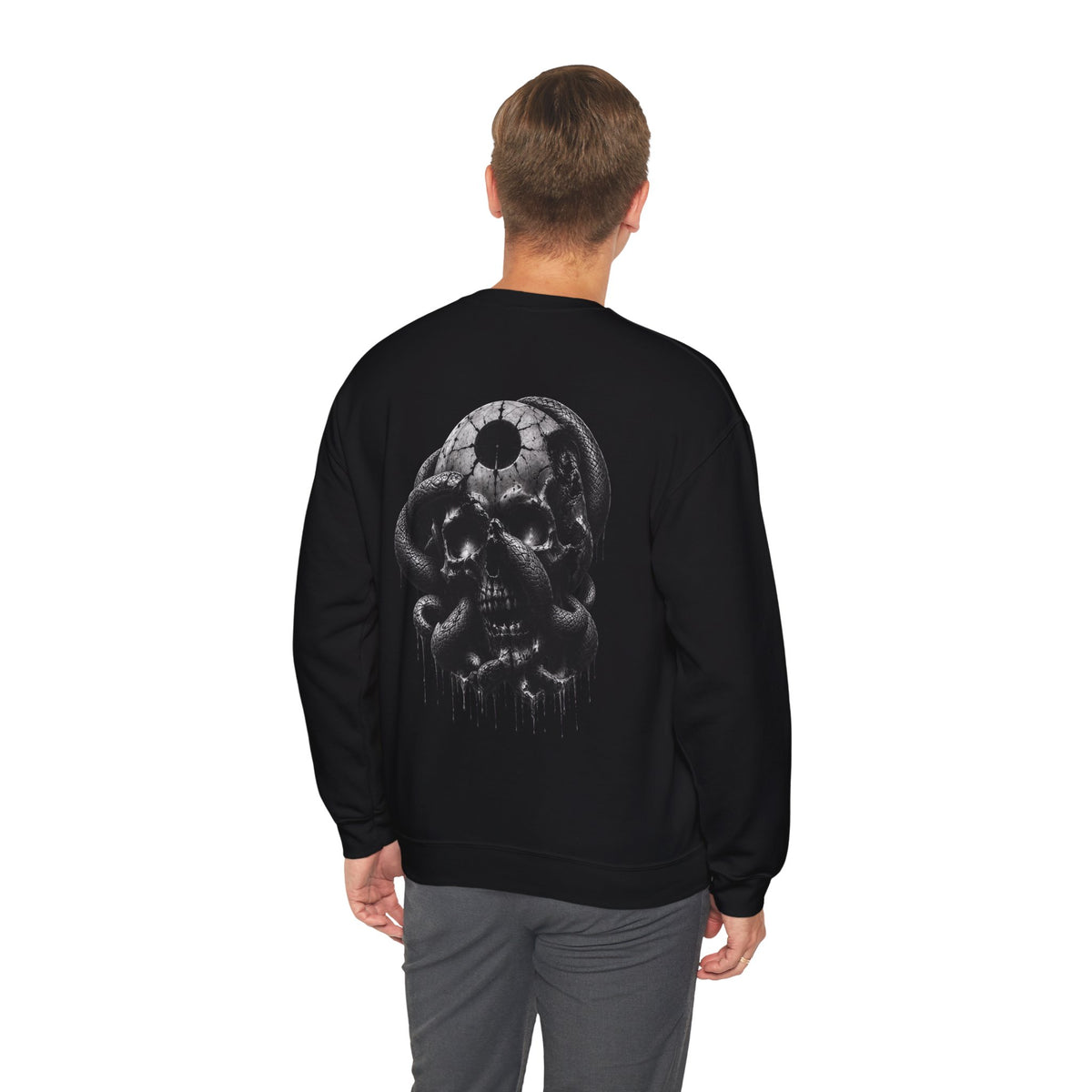 Eclipse Serpent Skull Sweatshirt in Black — model view