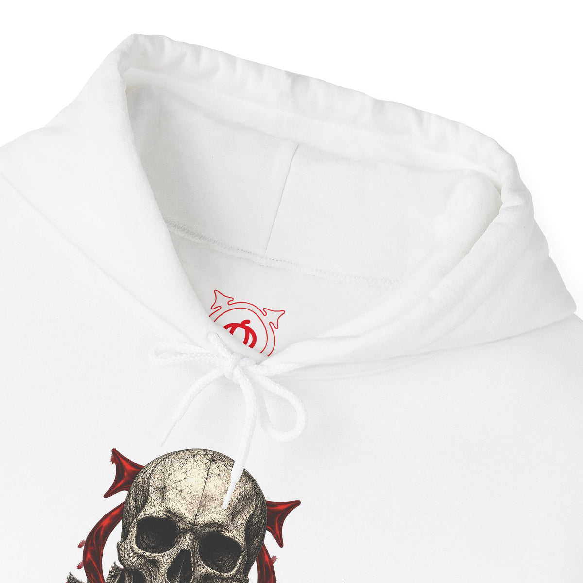 Skull Temple Hoodie in White — front view