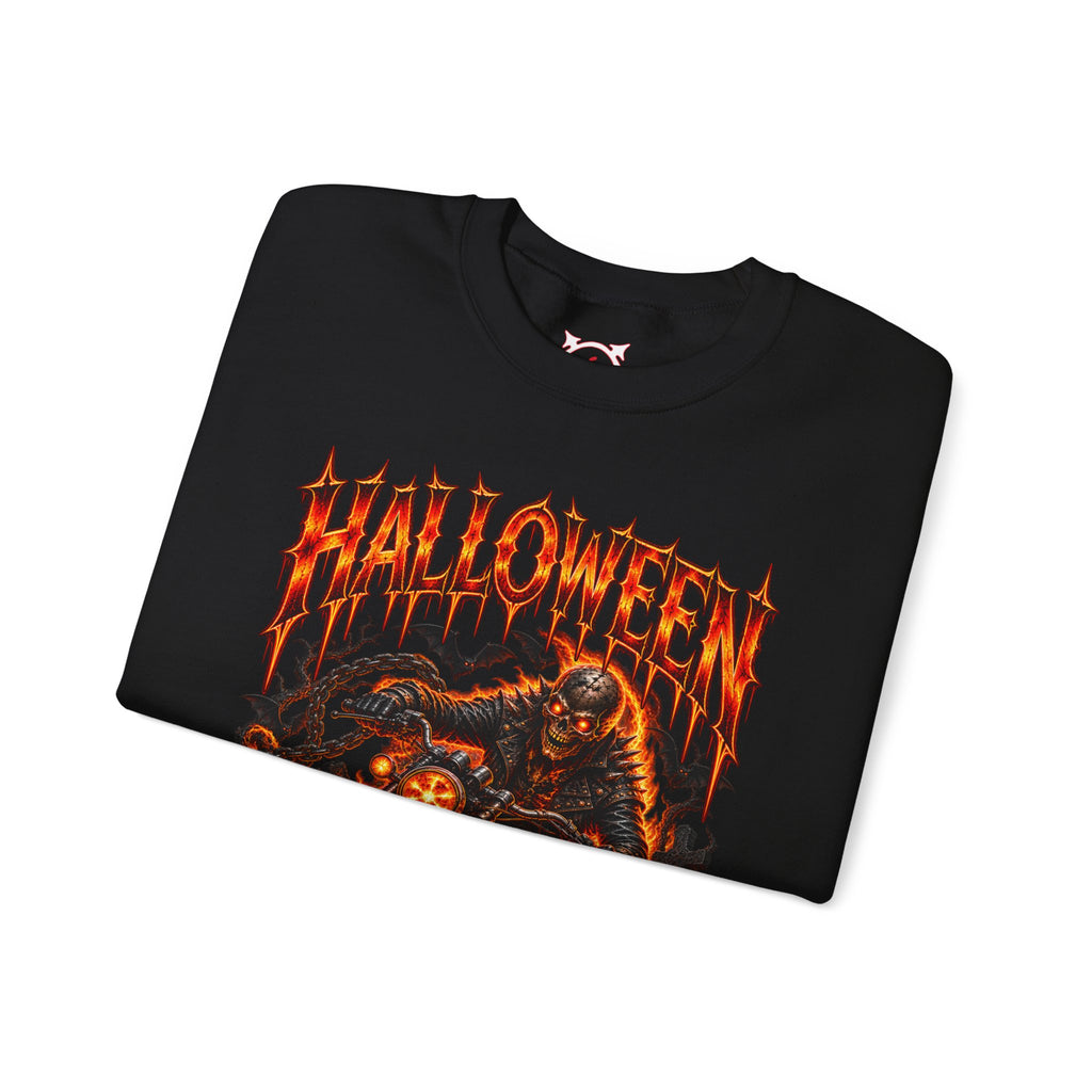 Ride or Die Skeleton Biker Sweatshirt in Black — folded view
