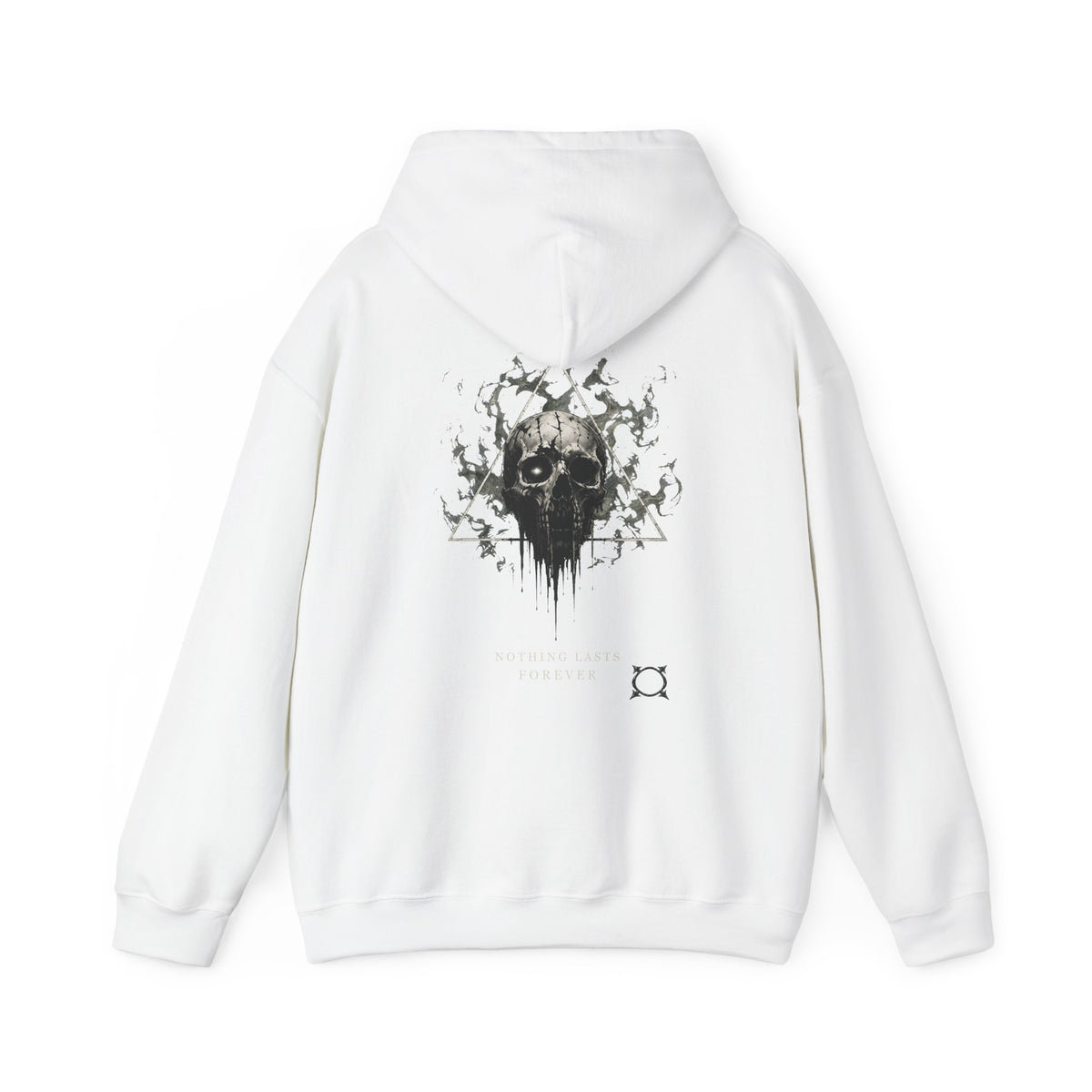 Nothing Lasts Forever Skull Hoodie in White — back view