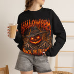 Trick or Treat Pumpkin Scarecrow Sweatshirt in Black — model view