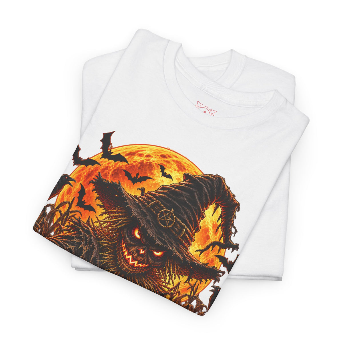Fear Lives Here Scarecrow T-Shirt in White — folded view