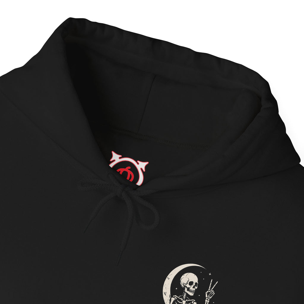 Crescent Skeleton Hoodie in Black — front view