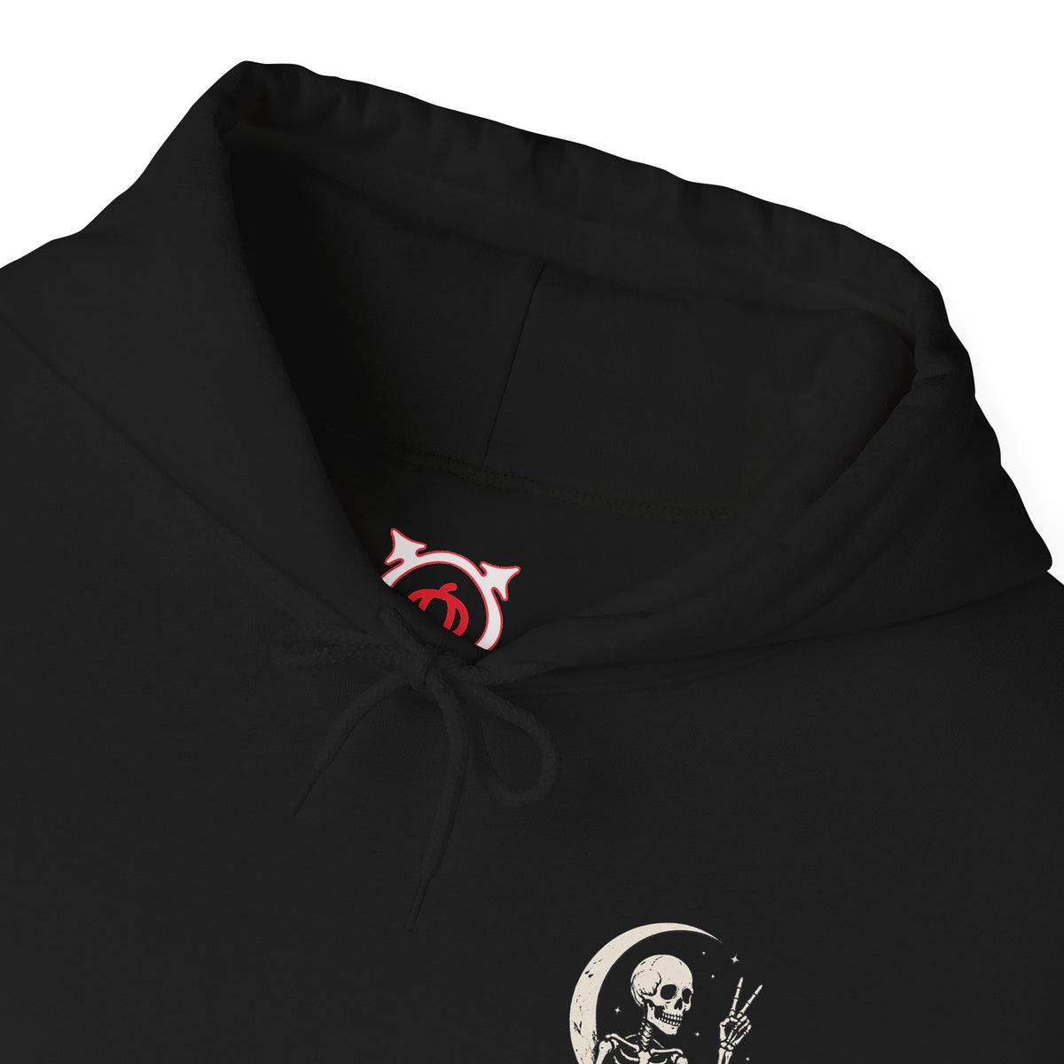 Crescent Skeleton Hoodie in Black — front view