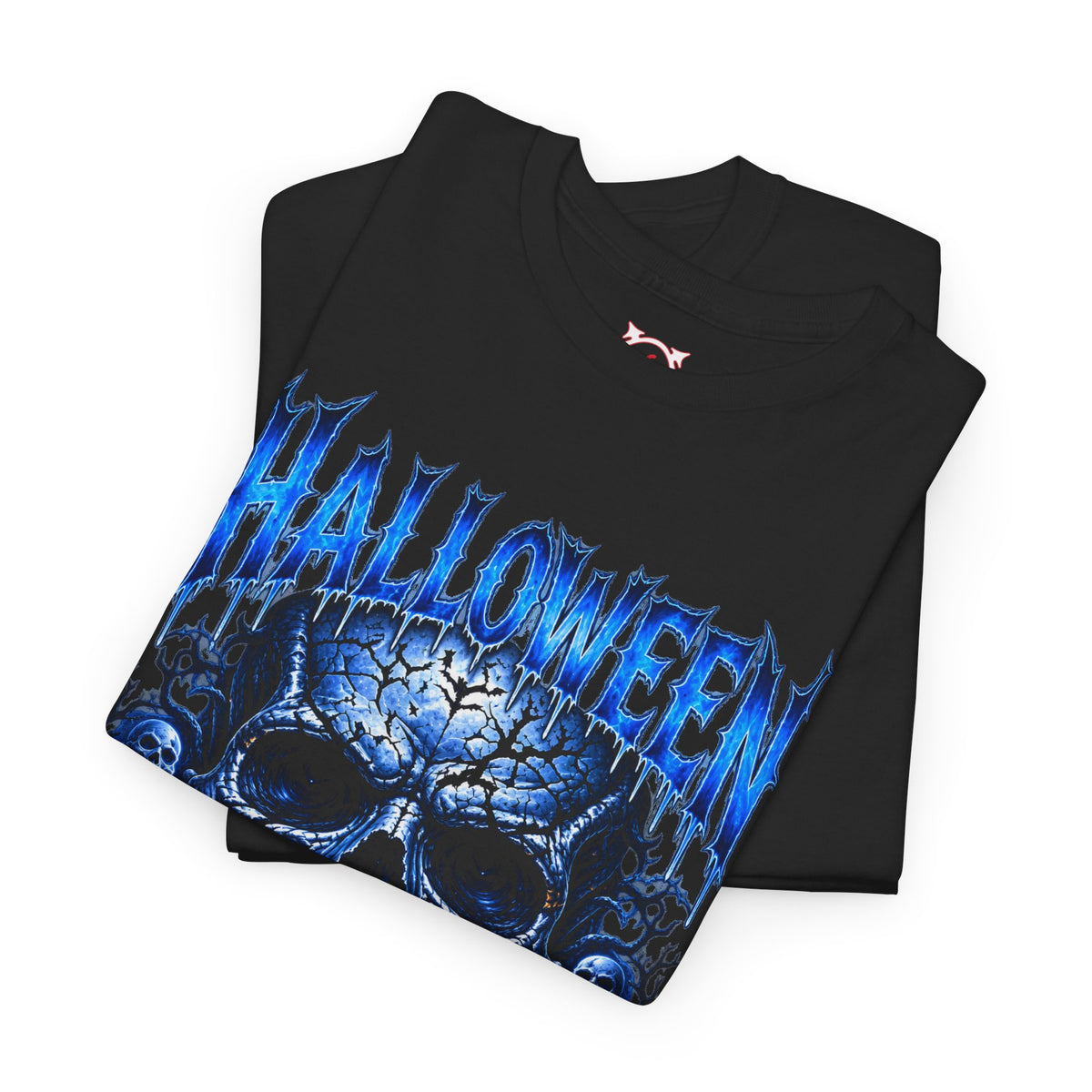 Fear Never Dies Skull T-Shirt in Black — folded view