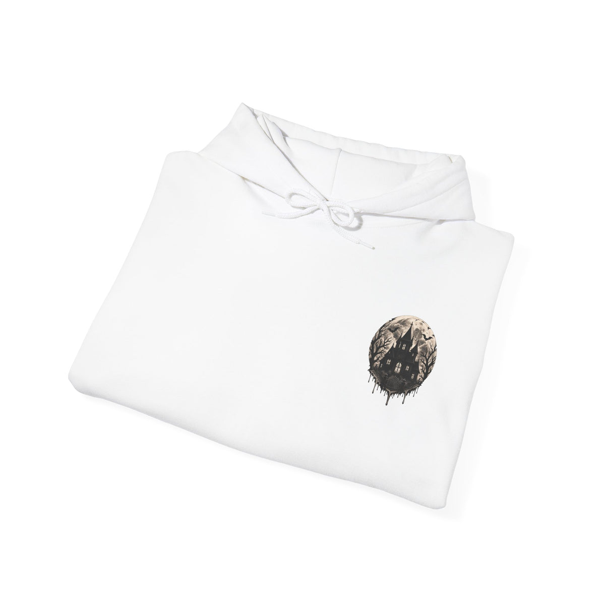 Moonlit House Hoodie in White — folded view