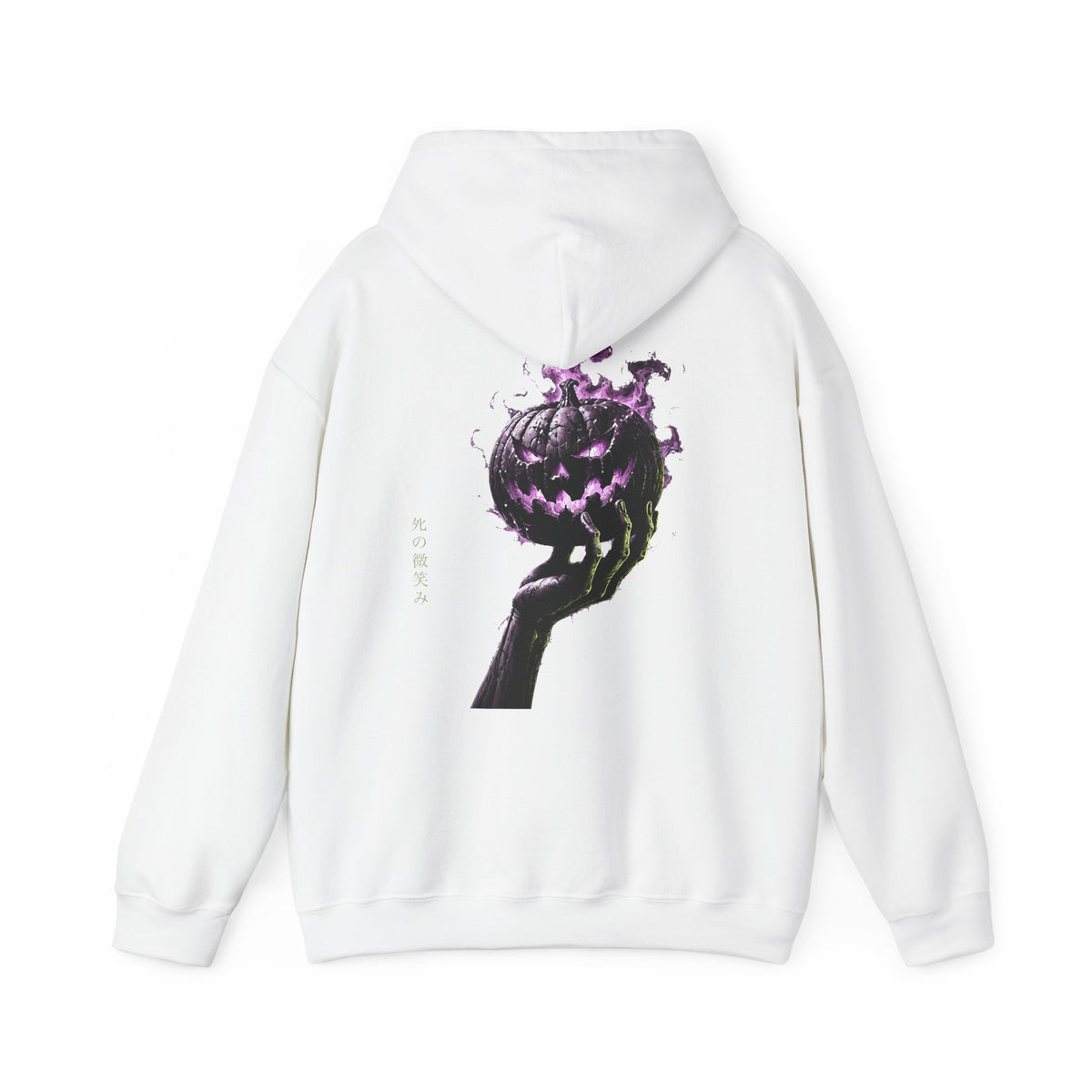 Death Smile Pumpkin Hoodie in White — back view