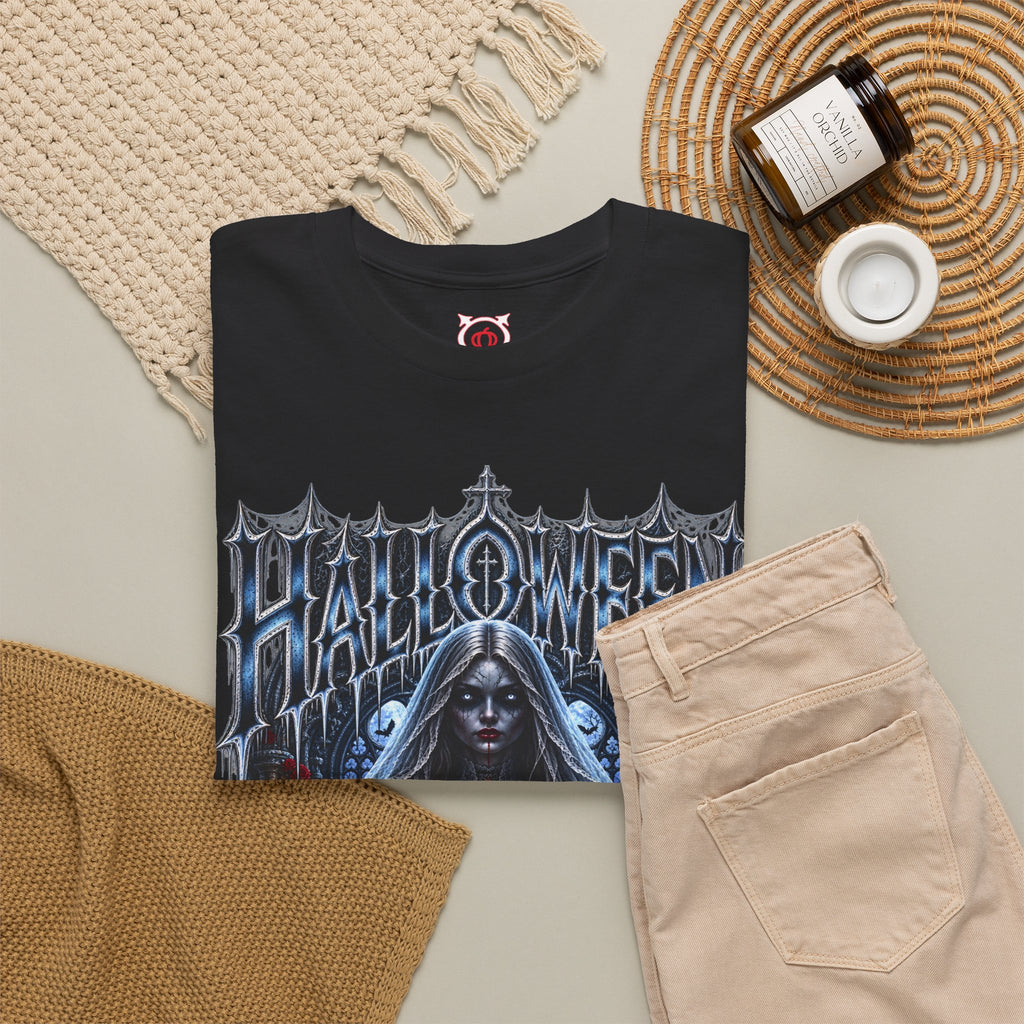 Midnight Vows Gothic Bride T-Shirt in Black — folded view