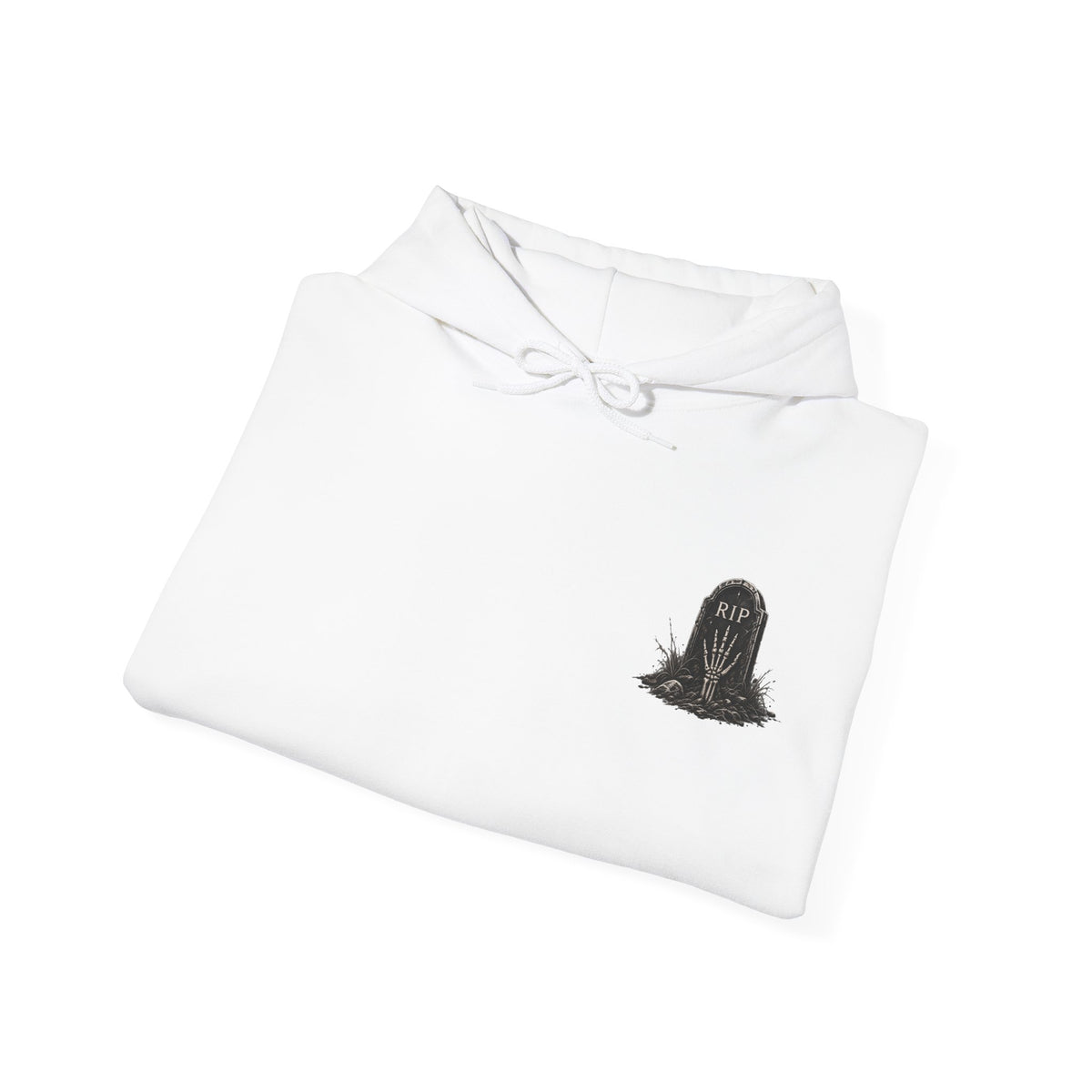 RIP Tombstone Hoodie in White — folded view