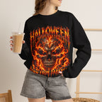 Born from Darkness Flaming Skull Sweatshirt in Black — model view